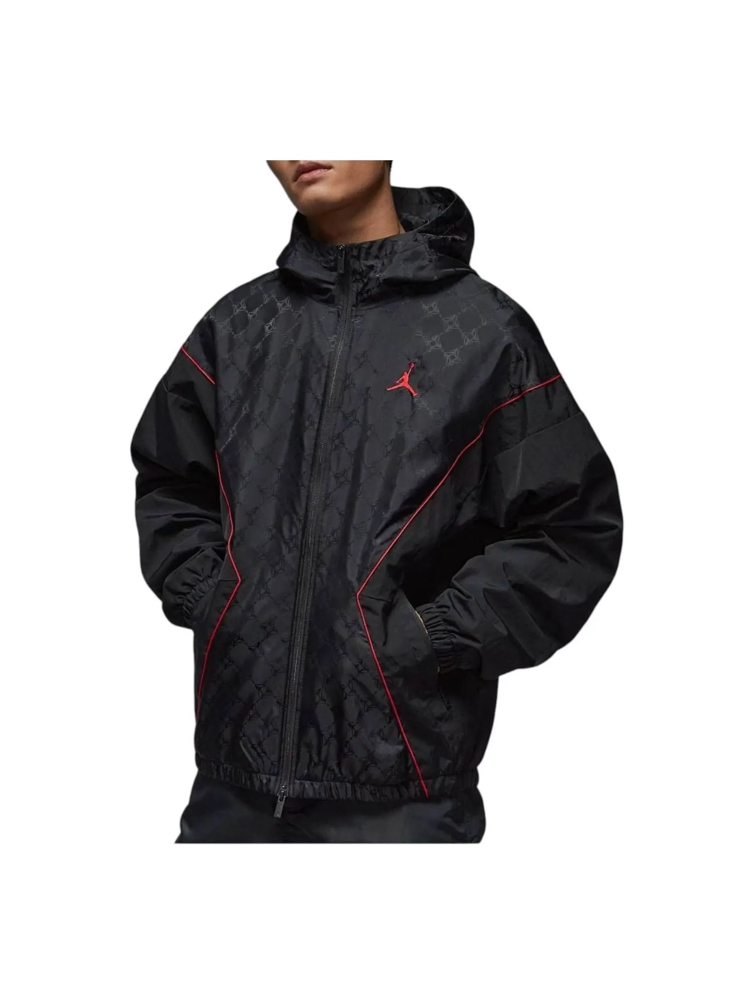 Куртка Air Jordan Brooklyn Hooded Draft Jacket Loose Fit 'Black Gym Red' — изображение 1 из 2, черный