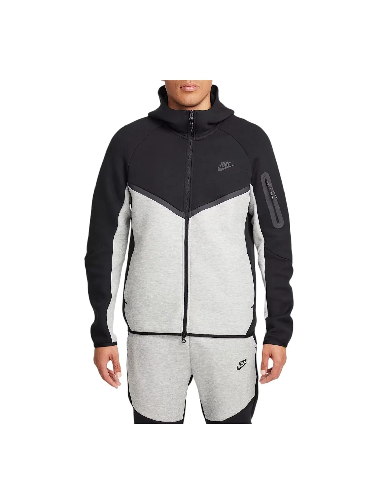 Куртка Nike Tech Fleece Windrunner на молнии, цвет «Черный, темно-серый меланж» — изображение 1 из 2