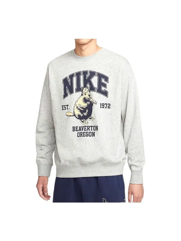 Свитер club sweatshirt 'grey' Nike — изображение 1 из 3, серый/темно-синий
