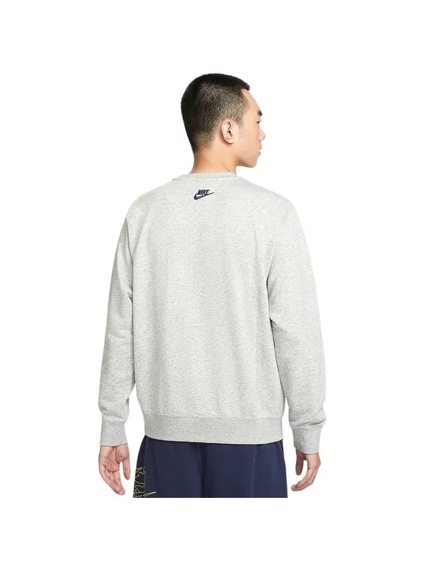 Свитер club sweatshirt 'grey' Nike — изображение 2 из 3, серый/темно-синий