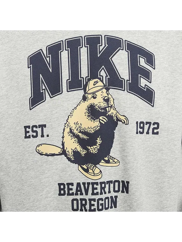 Свитер club sweatshirt 'grey' Nike — изображение 3 из 3, серый/темно-синий