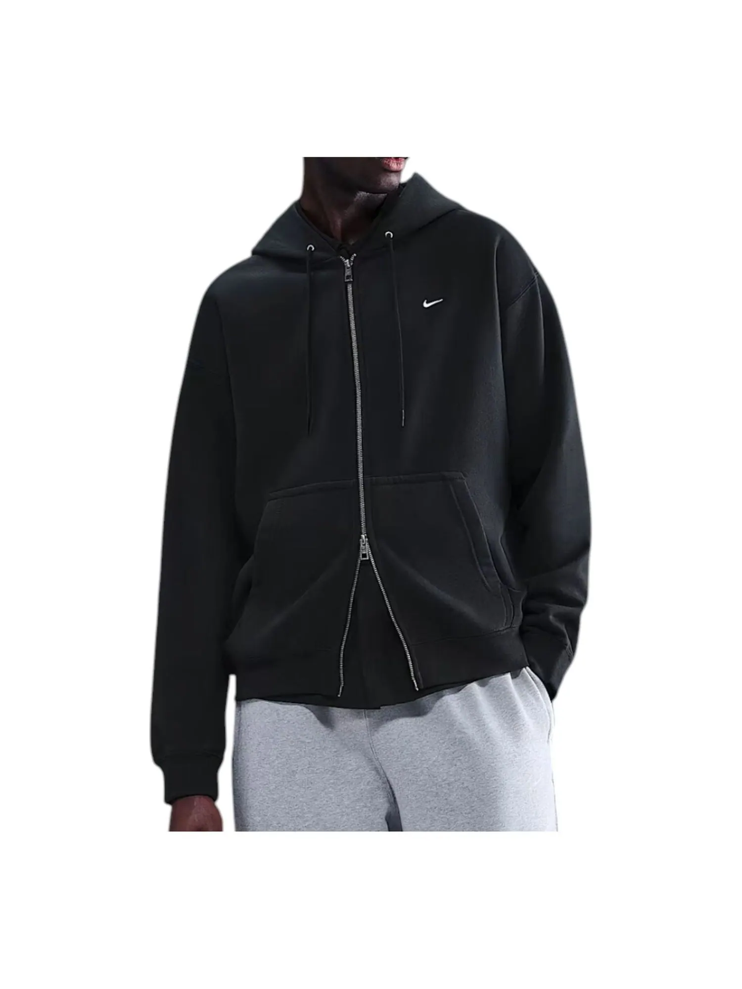 Толстовка Nike Solo Swoosh на молнии из флиса — изображение 1 из 2, черный/белый