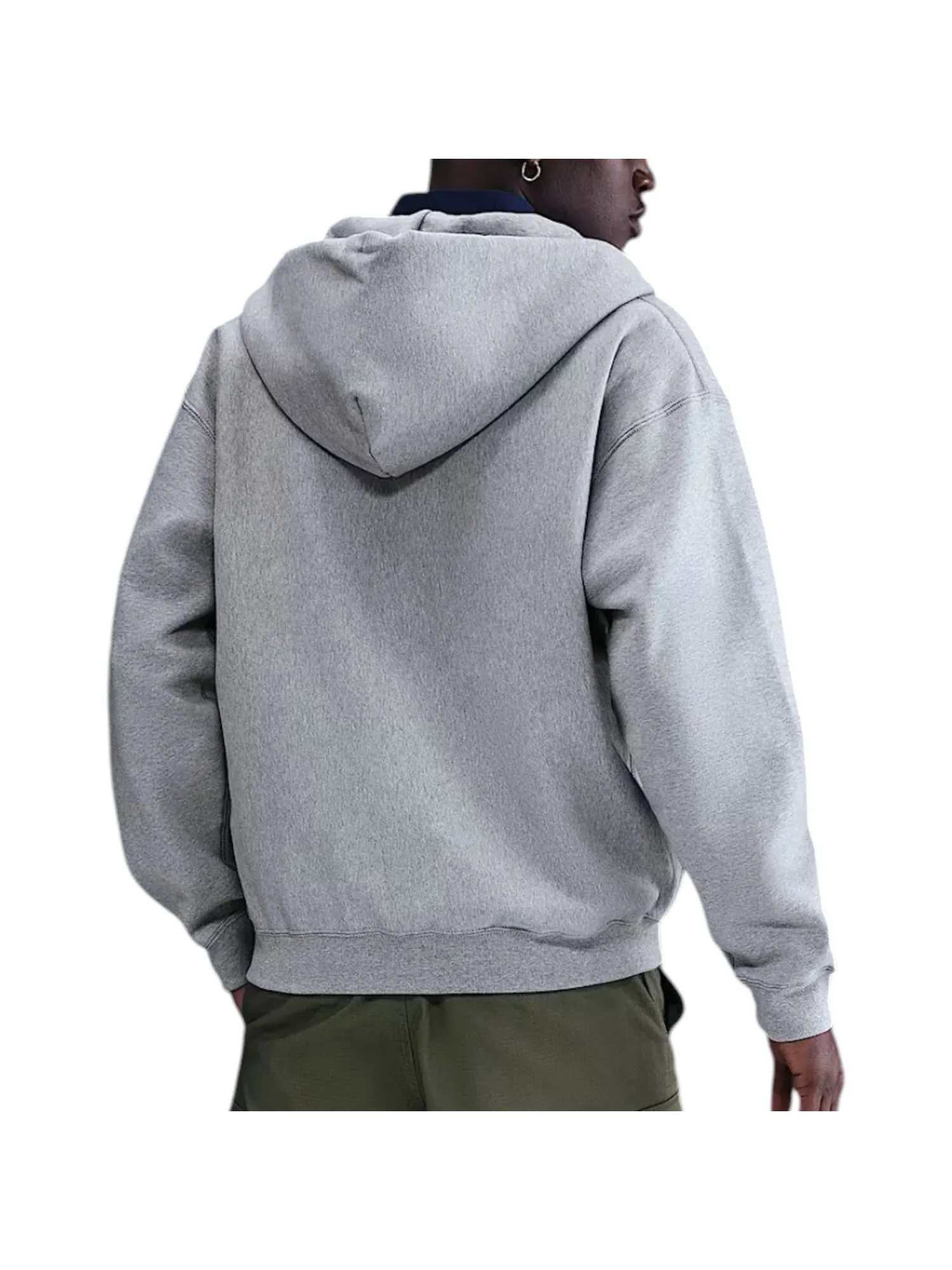 Толстовка Nike Solo Swoosh на молнии из флиса, цвет темно-серый меланж, светло-дымчатый — изображение 2 из 2