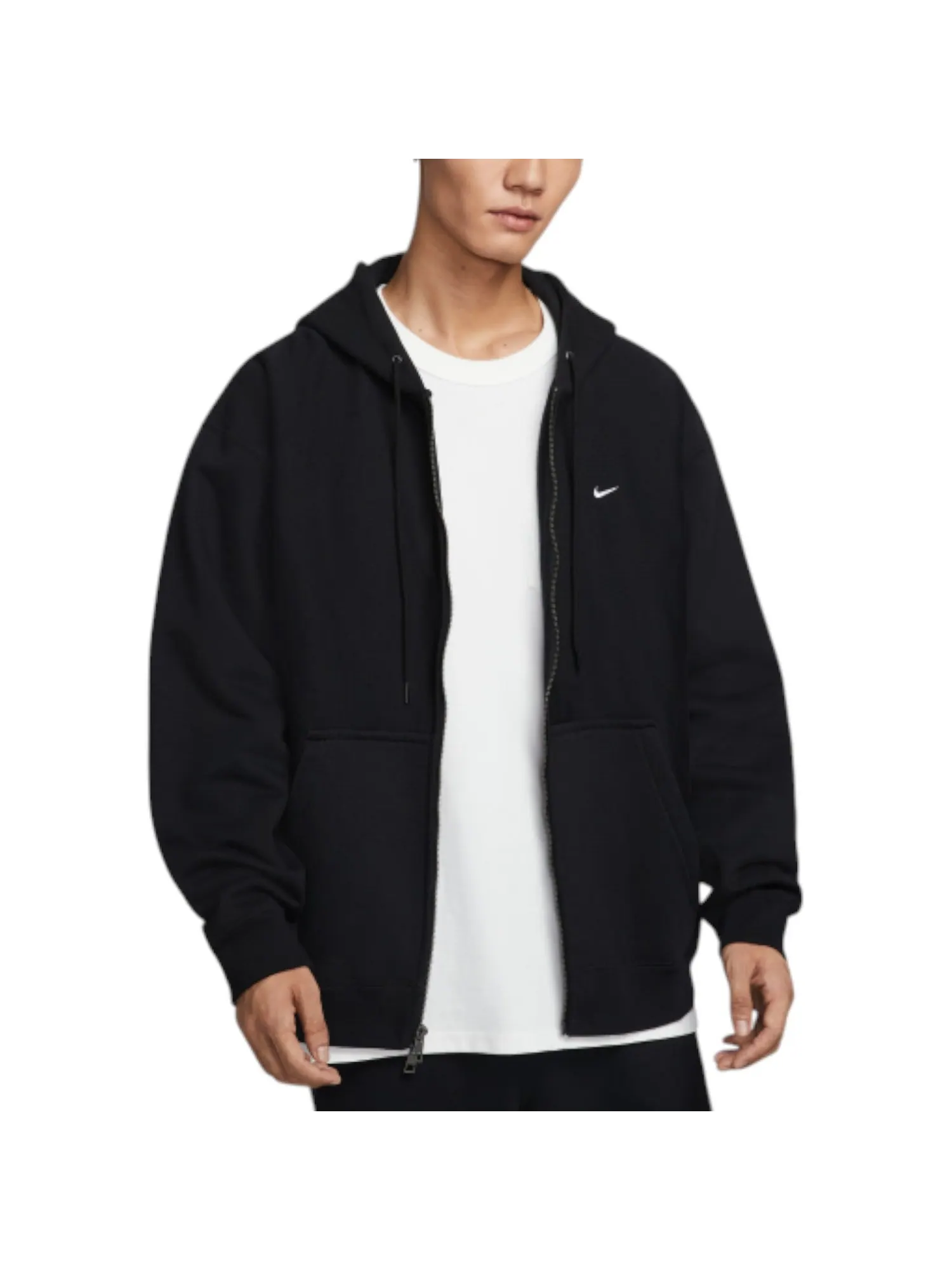Худи Nike Solo Swoosh Full-Zip Fleece Hoodie 'Black' — изображение 2 из 4, черный