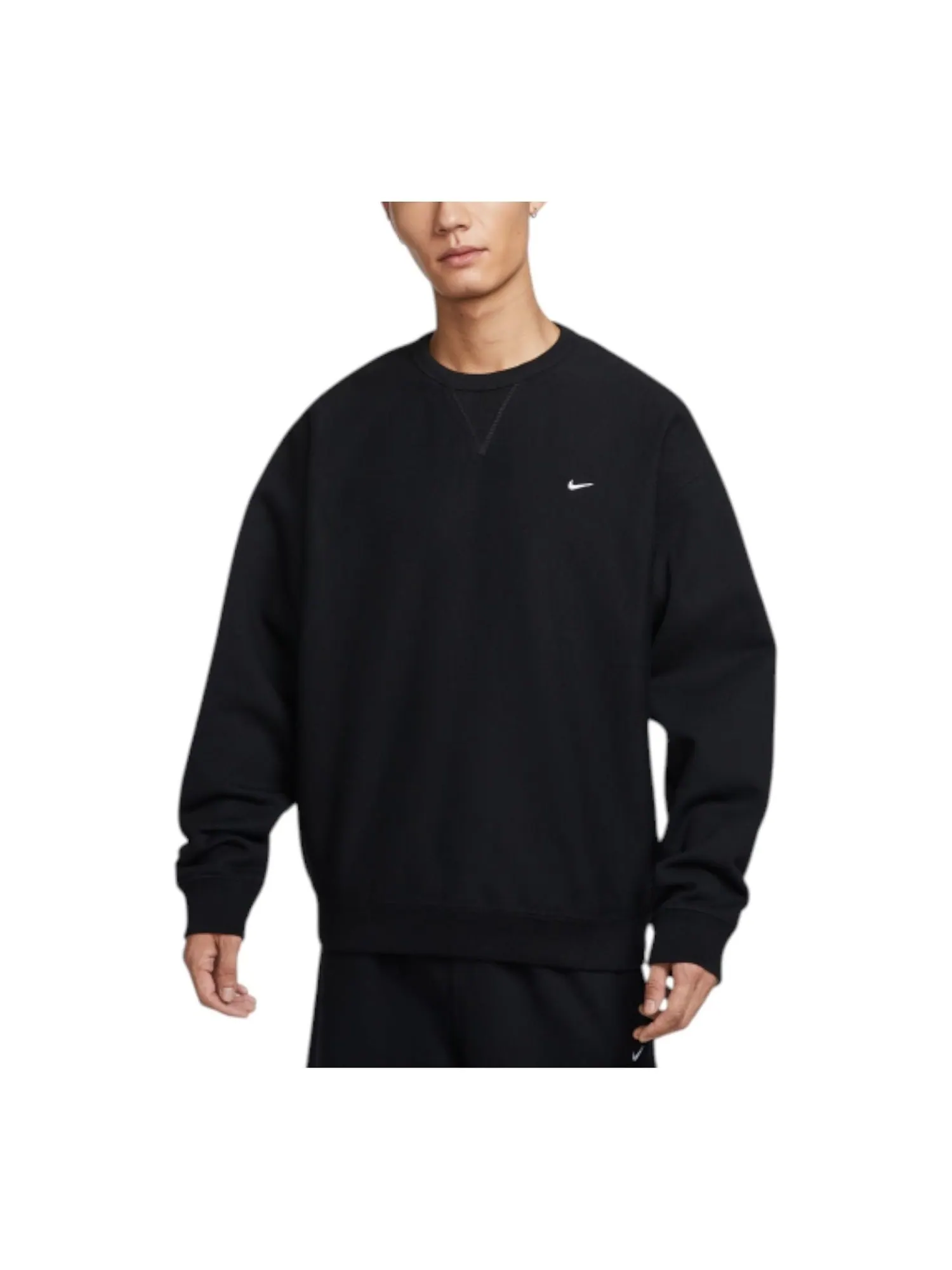 Топ Nike Solo Swoosh Plush Crew Neck Top 'Black' — изображение 1 из 3, черный