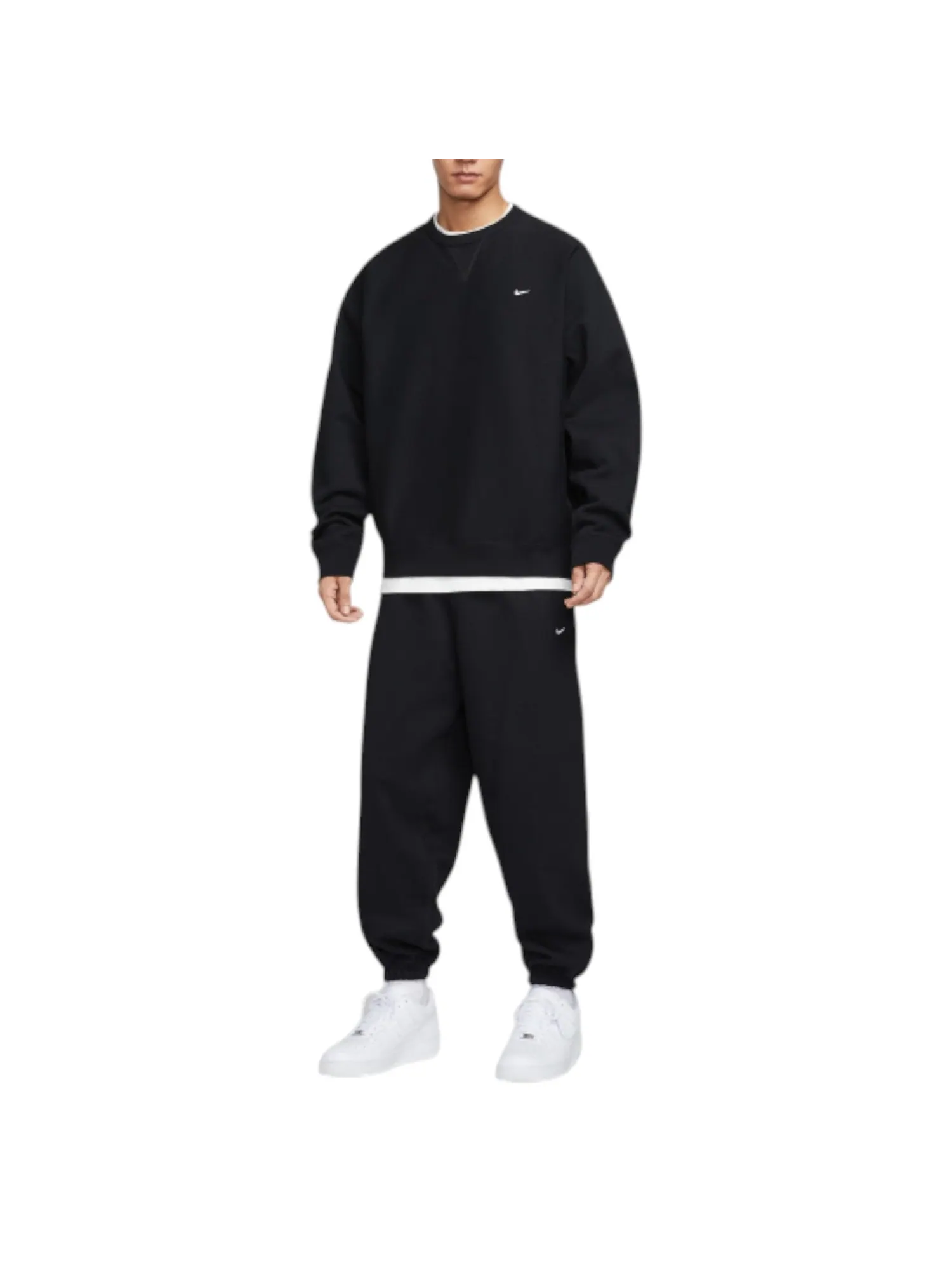 Топ Nike Solo Swoosh Plush Crew Neck Top 'Black' — изображение 3 из 3, черный