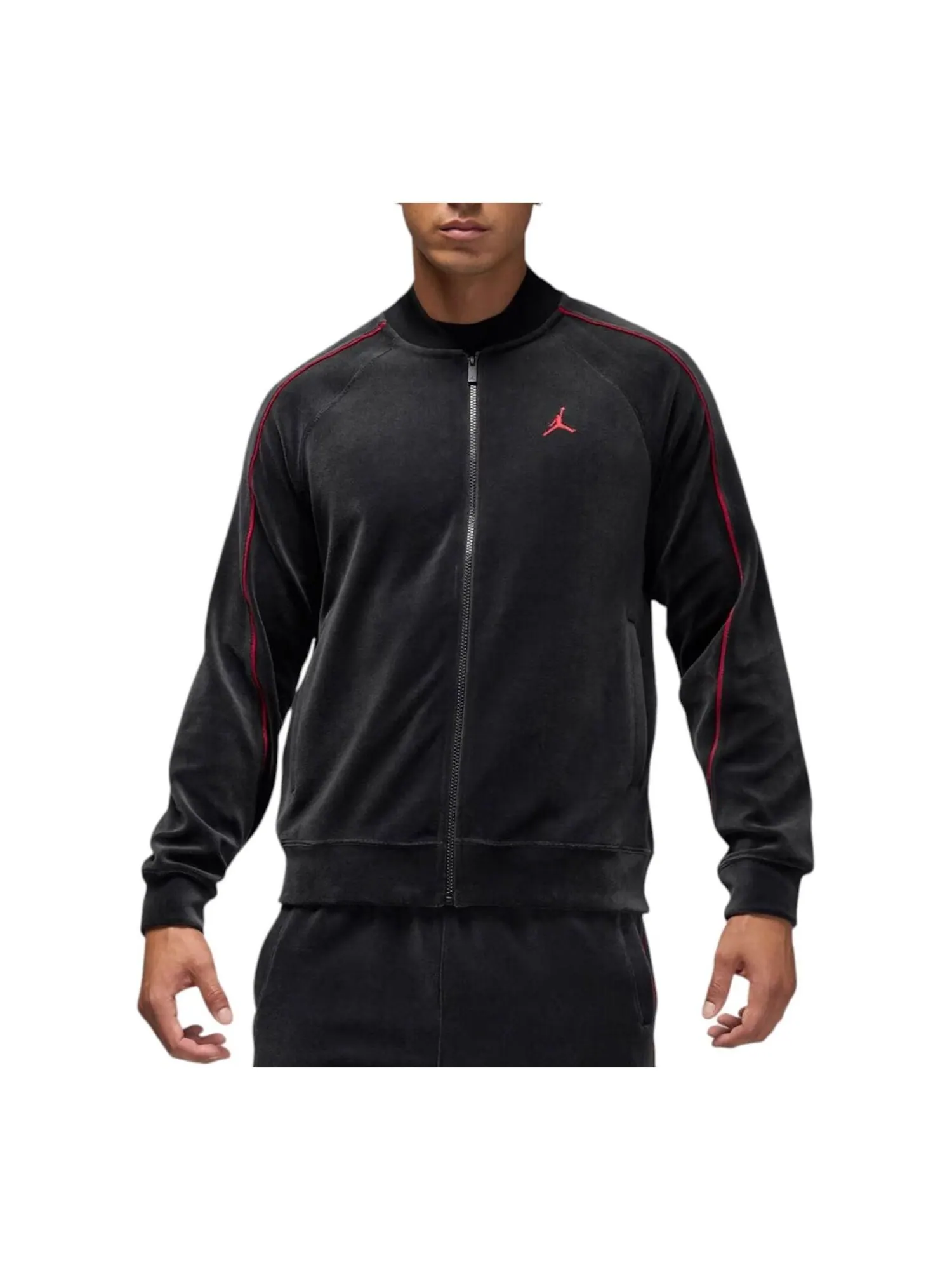 Куртка Air Jordan Brooklyn Velour Track Jacket 'Black Gym Red' — изображение 1 из 2, черный