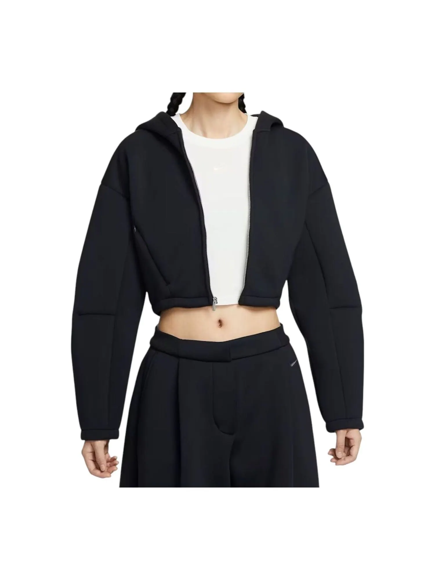 Куртка (WMNS) Nike Oversized Full-Zip Jacket 'Black Anthracite' — изображение 1 из 2, черный