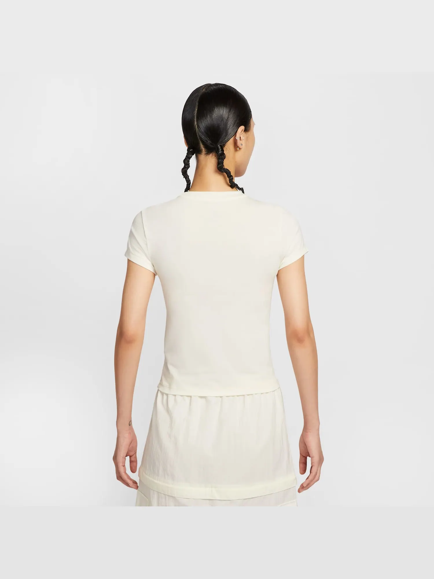 Футболка (WMNS) Nike Sportswear Phoenix Slim Short Sleeve T-Shirt 'Pale Ivory' — изображение 2 из 4, белый