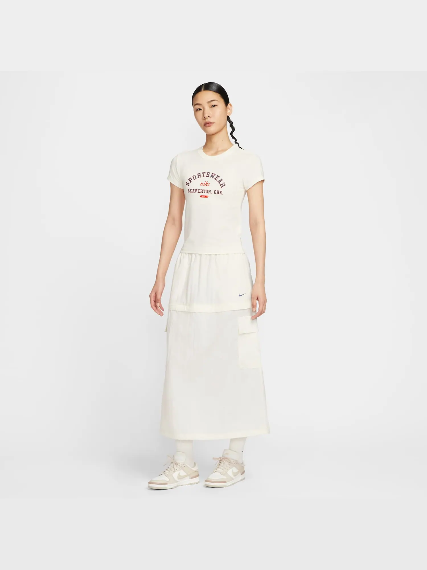 Футболка (WMNS) Nike Sportswear Phoenix Slim Short Sleeve T-Shirt 'Pale Ivory' — изображение 3 из 4, белый