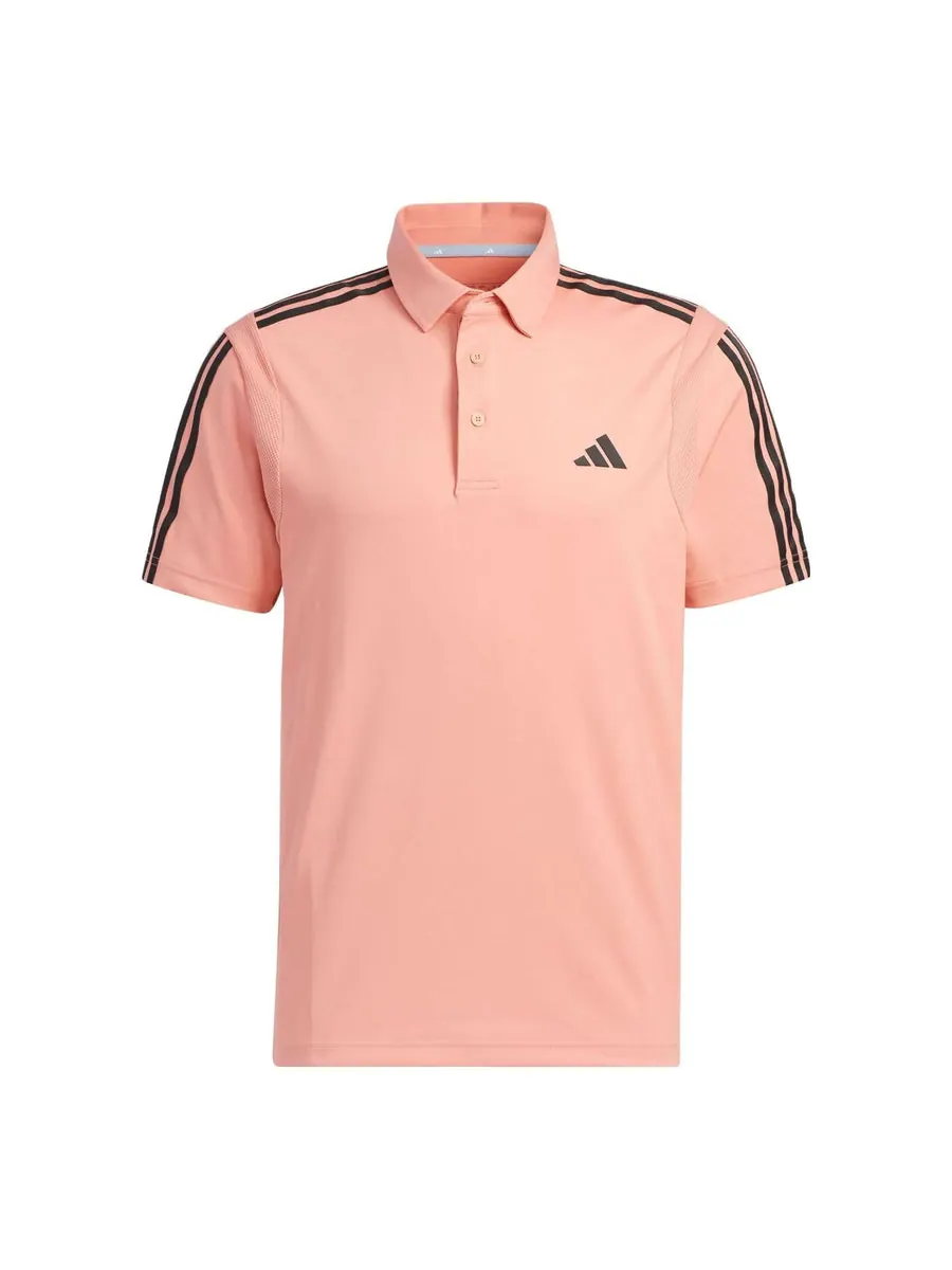 Футболка adidas HEAT.RDY 3-Stripe Short Sleeve Polo Shirt 'Wonder Clay' — изображение 1 из 4, розовый