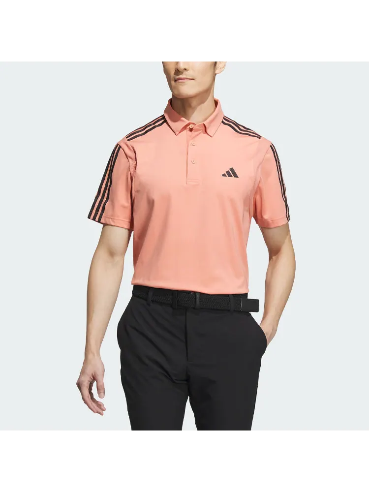 Футболка adidas HEAT.RDY 3-Stripe Short Sleeve Polo Shirt 'Wonder Clay' — изображение 2 из 4, розовый