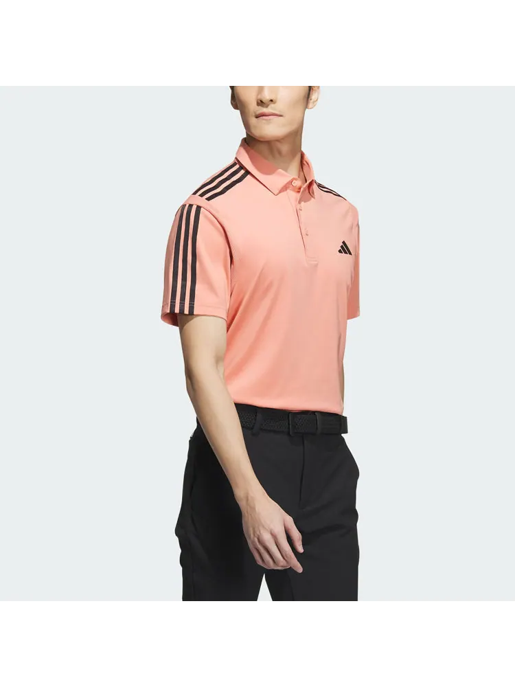 Футболка adidas HEAT.RDY 3-Stripe Short Sleeve Polo Shirt 'Wonder Clay' — изображение 4 из 4, розовый