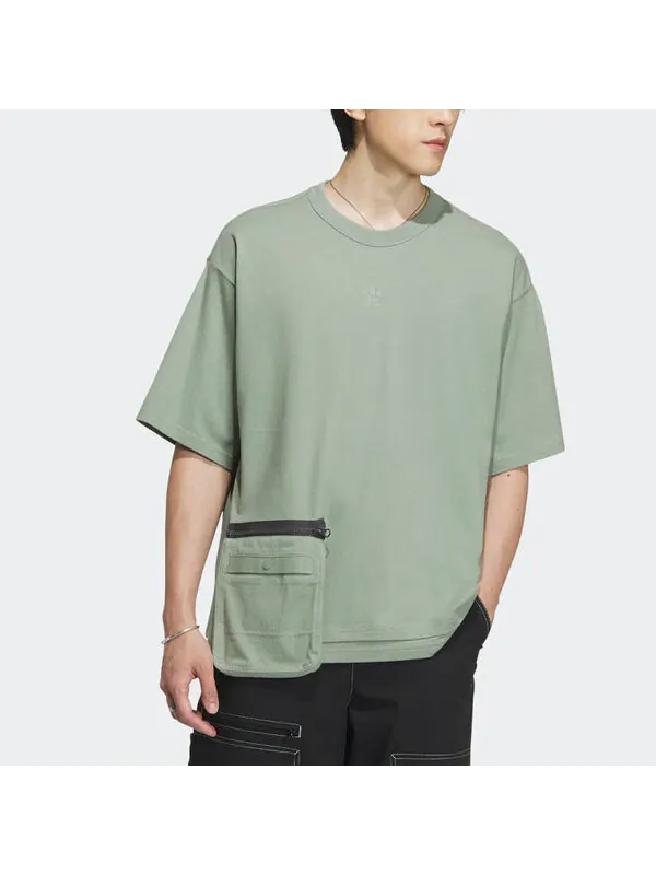 Футболка adidas originals Workwear Short Sleeve T-shirt 'Silver Green' — изображение 3 из 4, серебристый зеленый