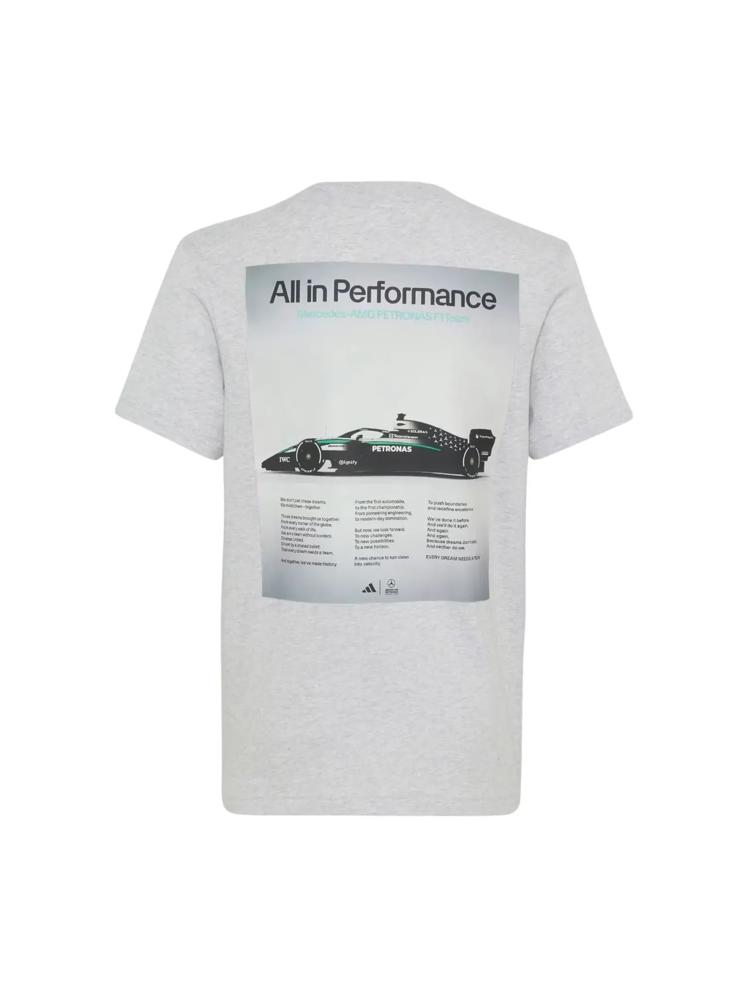 Мужская футболка с коротким рукавом Adidas x Mercedes AMG Petronas Formula 1 Team T-Shirt — изображение 2 из 2, серый