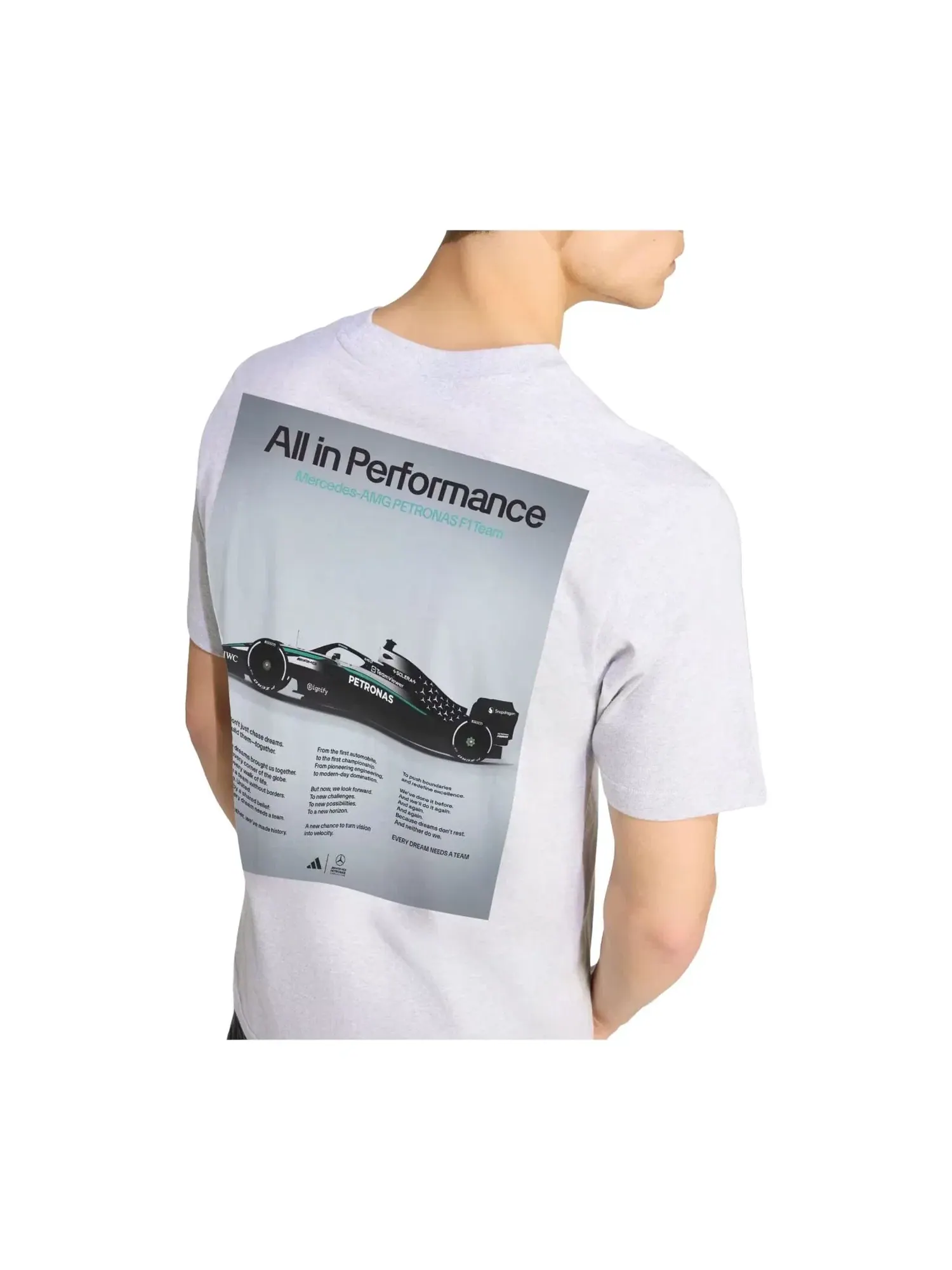 Мужская футболка Adidas x Mercedes AMG Petronas Formula 1 Team — изображение 2 из 2, серый