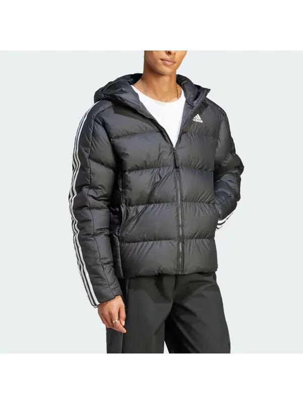 Куртка средней толщины пуховая куртка с капюшоном Adidas — изображение 4 из 4, черный