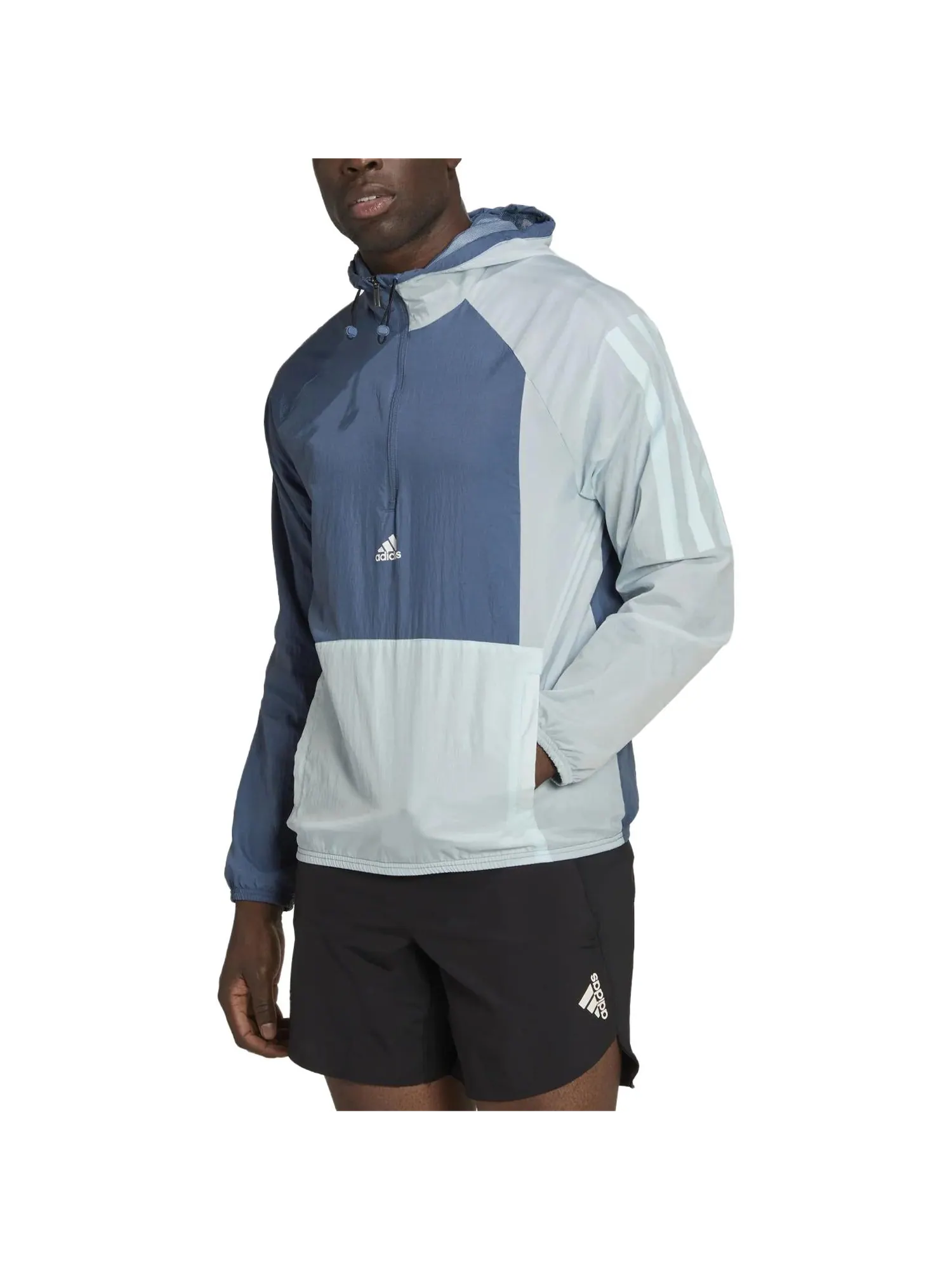 Спортивный топ adidas Training 1/2-Zip Colourblock Track Top 'Wonder Steel' HZ9707 — изображение 2 из 4, серебристый