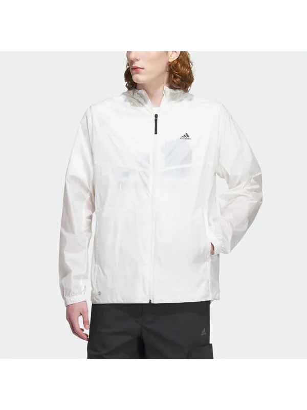 Куртка Adidas Hooded Windbreaker Jacket 'White' — изображение 2 из 4, белый