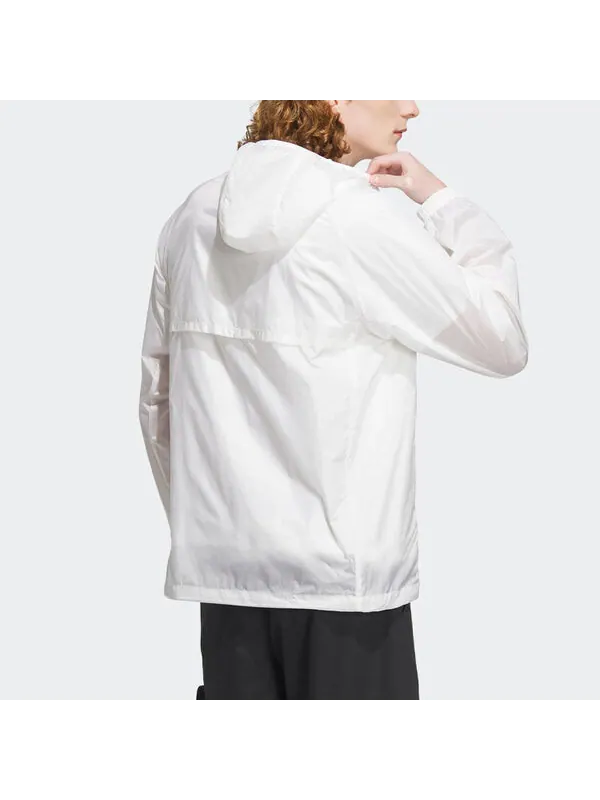 Куртка Adidas Hooded Windbreaker Jacket 'White' — изображение 3 из 4, белый