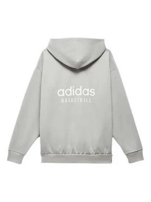 Худи adidas Basketball Hoodie 'Grey' — изображение 2 из 4, серый