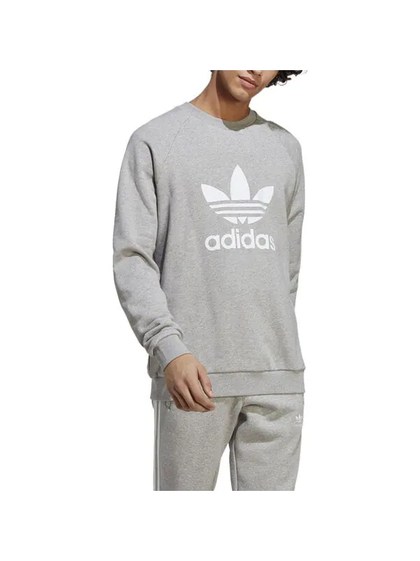 Рубашка оригиналы adicolor классика трилистник круглый вырез толстовка Adidas — изображение 4 из 4, серый
