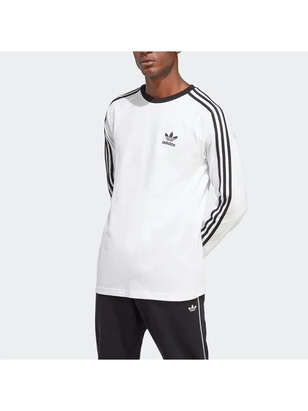 Футболка Adidas Adicolor Classics 3-Stripes Long Sleeve Tee 'White' — изображение 4 из 4, белый