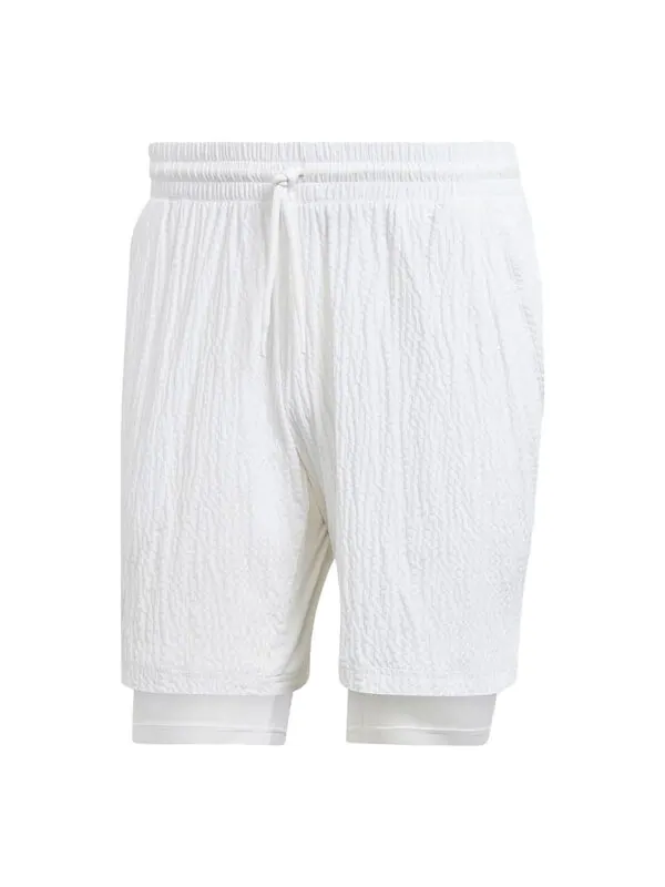 Шорты adidas AEROREADY Pro Two-in-One Seersucker Tennis Shorts 'White' — изображение 1 из 4, белый
