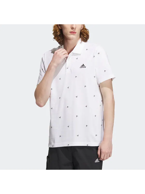 Футболка Adidas Fi Polo Aop Logo Printing Training Sports Short Sleeve Polo Shirt 'White' — изображение 2 из 4, белый/мульти