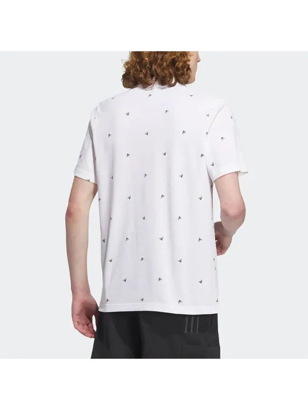 Футболка Adidas Fi Polo Aop Logo Printing Training Sports Short Sleeve Polo Shirt 'White' — изображение 3 из 4, белый/мульти