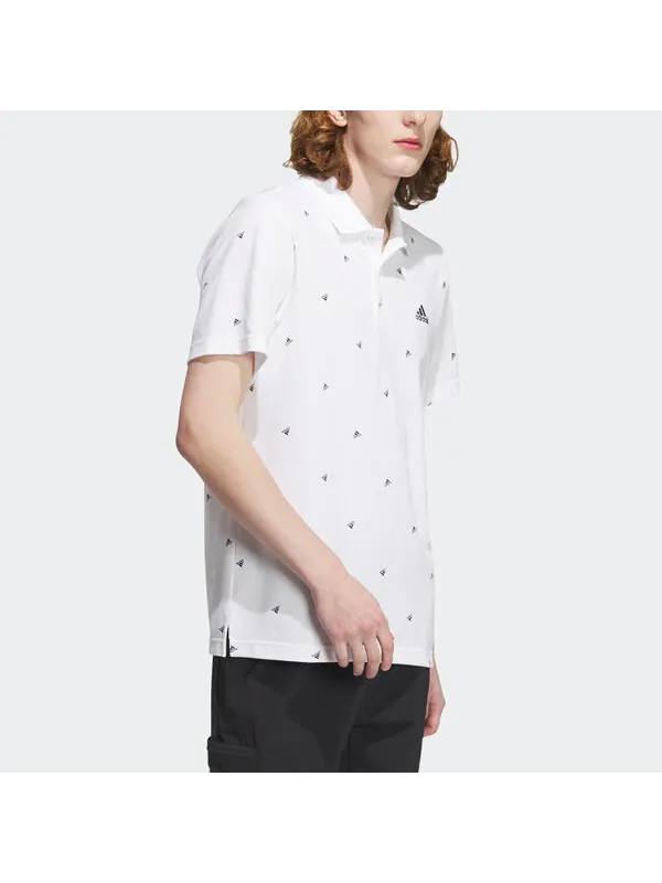 Футболка Adidas Fi Polo Aop Logo Printing Training Sports Short Sleeve Polo Shirt 'White' — изображение 4 из 4, белый/мульти