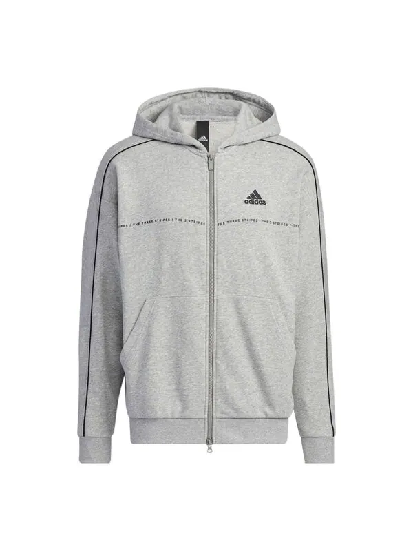 Толстовка Adidas 3-stripes hoodie 'Grey' — изображение 1 из 4, серый