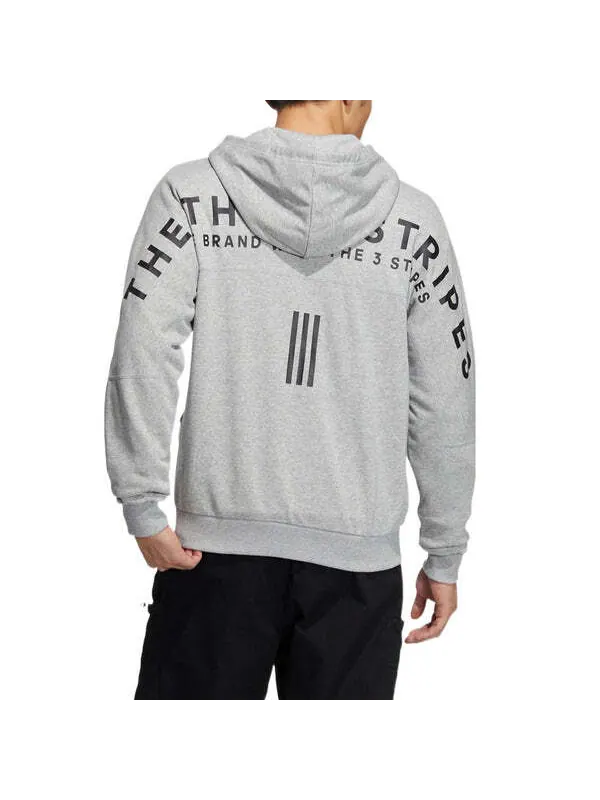 Толстовка Adidas 3-stripes hoodie 'Grey' — изображение 3 из 4, серый