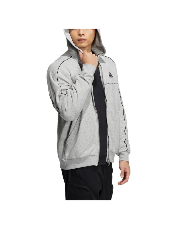 Толстовка Adidas 3-stripes hoodie 'Grey' — изображение 4 из 4, серый
