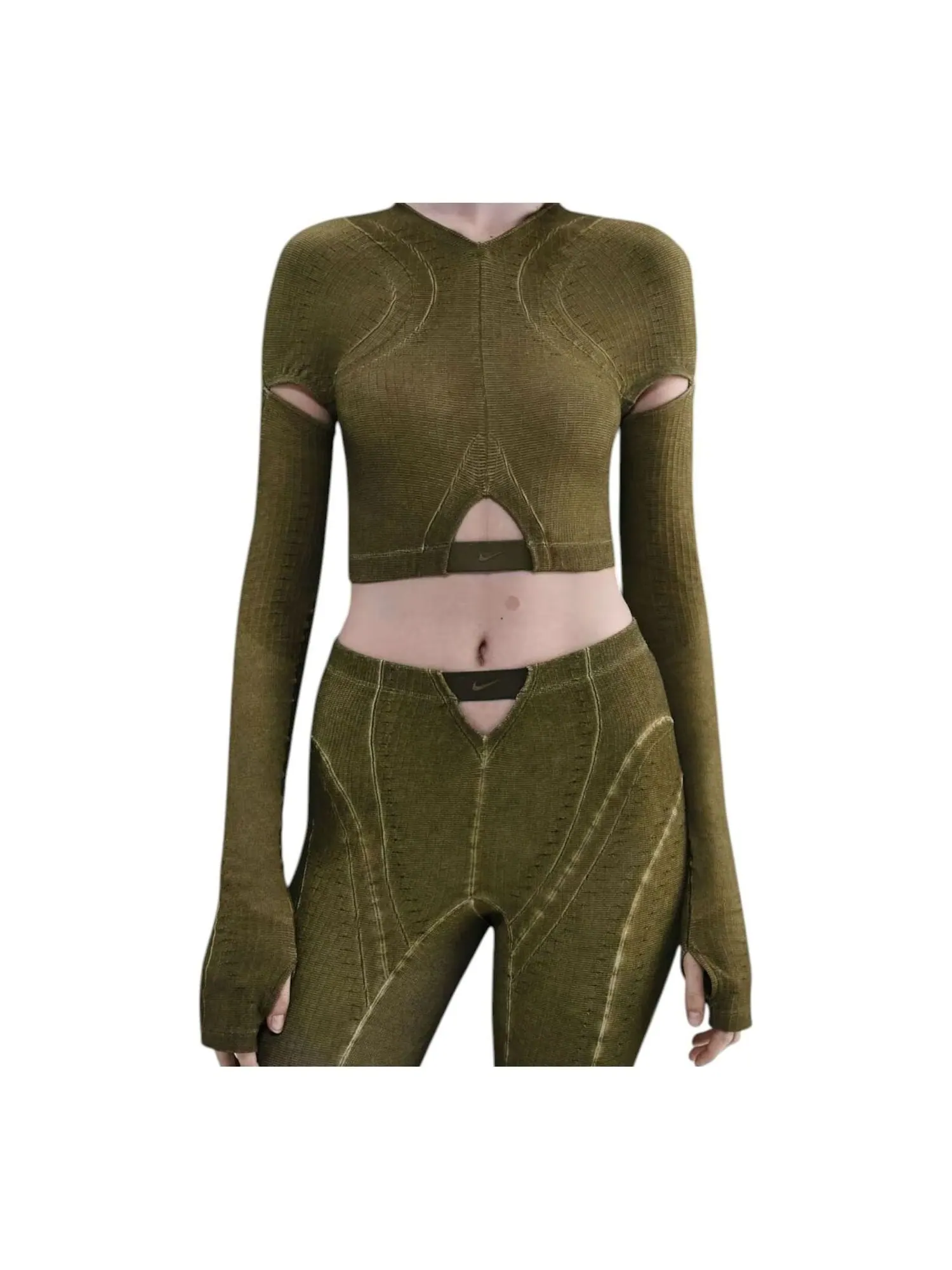 Топ (WMNS) Nike x KNWLS Ghost Top 'Olive Flak' — изображение 3 из 4, оливковый зеленый