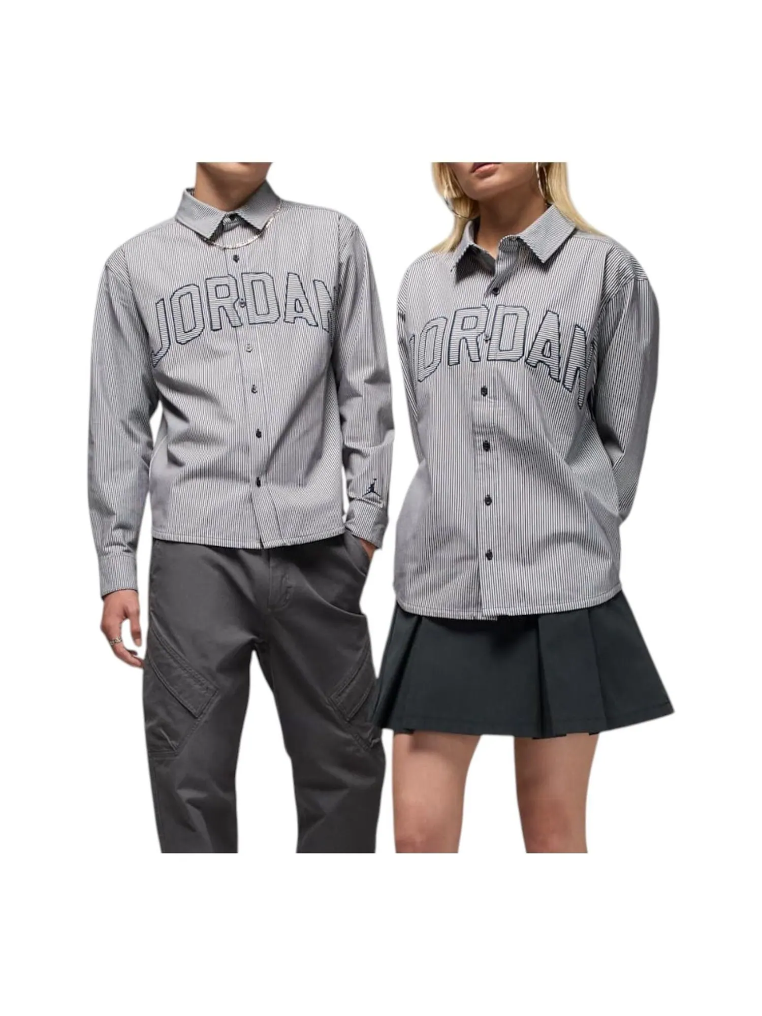 Рубашка Air Jordan Flight Oxford Long Sleeve 'Obsidian White' — изображение 1 из 2, серый