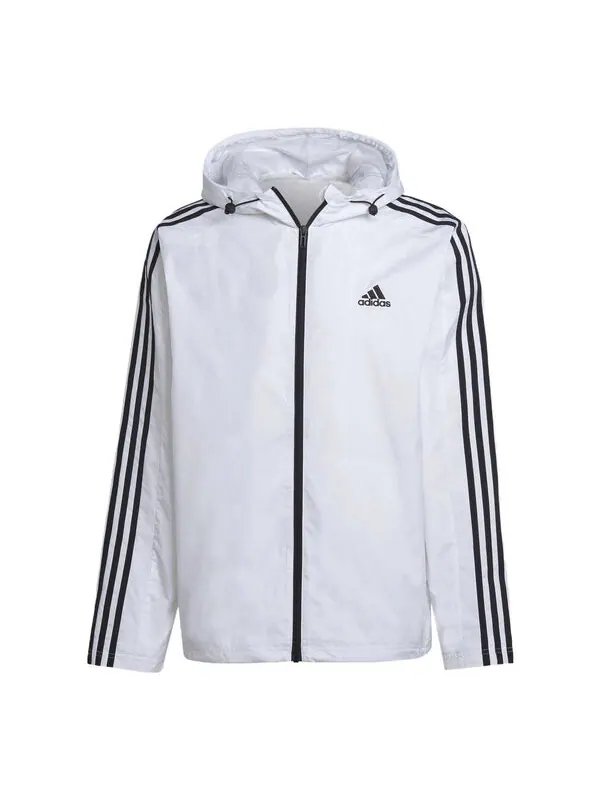 Куртка Essentials 3 полоски тканая ветровка куртка Adidas — изображение 1 из 3, белый/черный