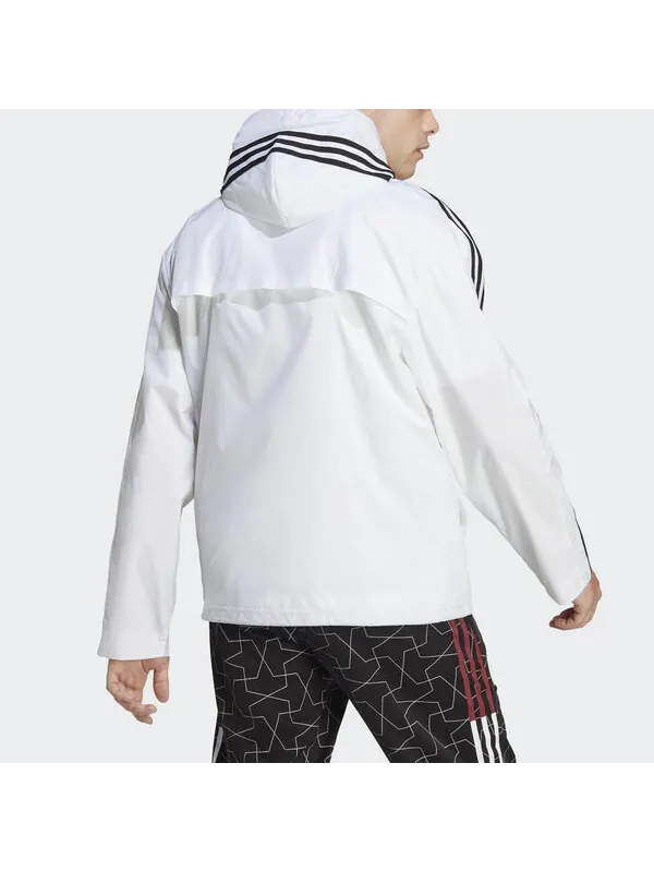 Куртка Essentials 3 полоски тканая ветровка куртка Adidas — изображение 3 из 3, белый/черный