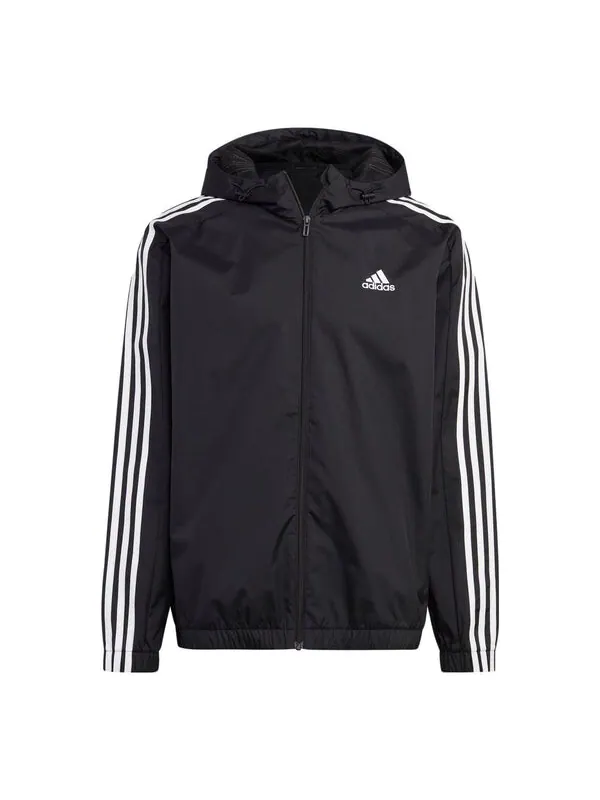 Куртка Essentials 3 полоски тканая ветровка Adidas — изображение 1 из 4, черный