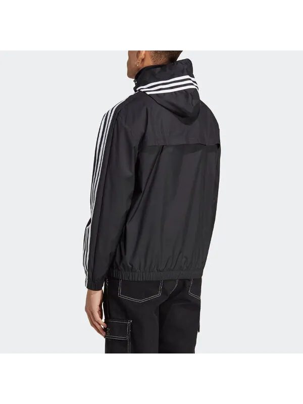 Куртка Essentials 3 полоски тканая ветровка Adidas — изображение 3 из 4, черный