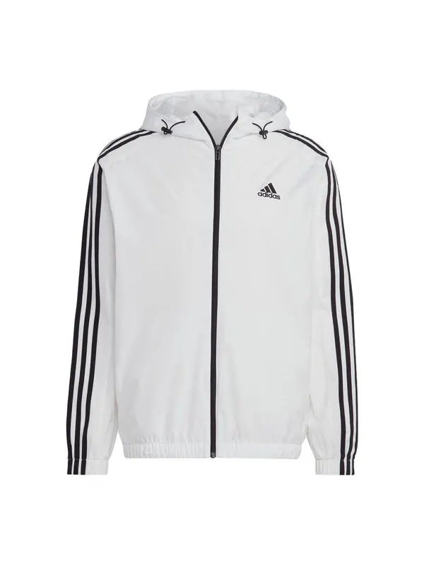 Куртка Essentials 3 полоски тканая ветровка Adidas — изображение 1 из 4, белый/черный