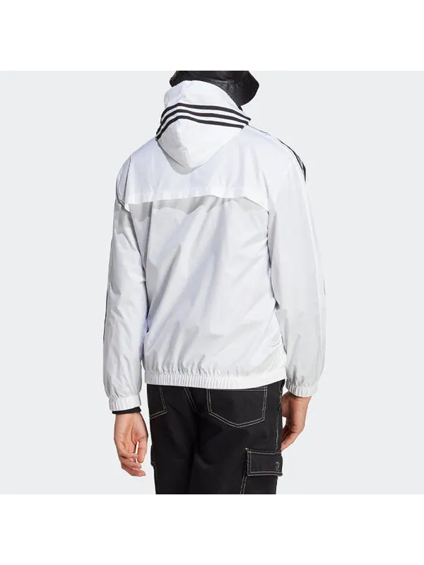 Куртка Essentials 3 полоски тканая ветровка Adidas — изображение 3 из 4, белый/черный