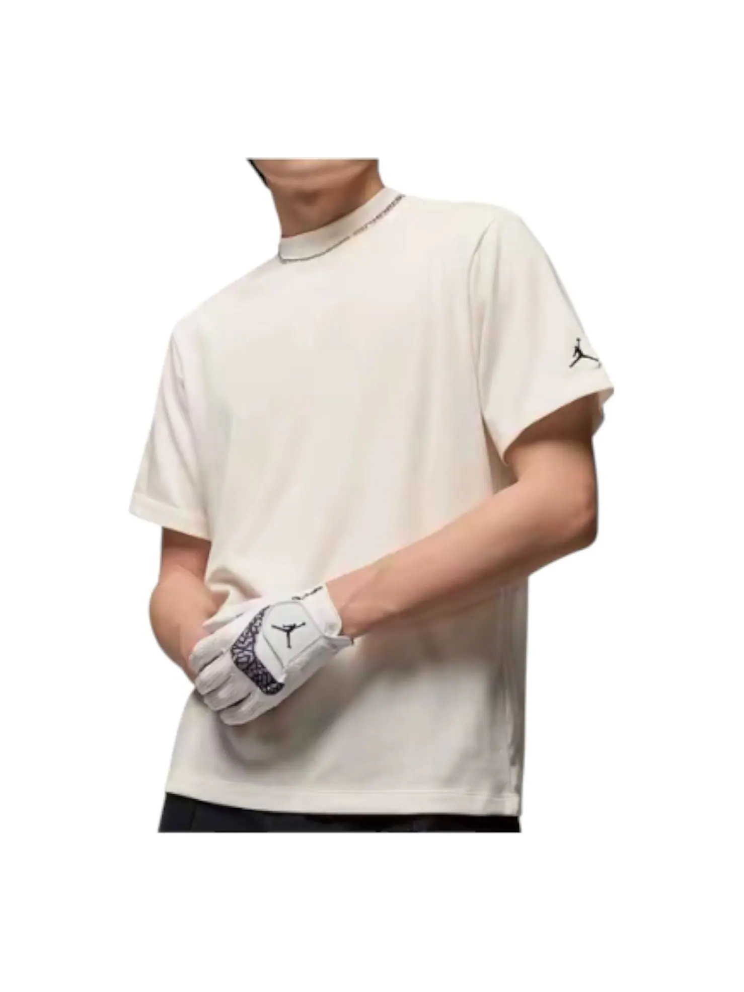 Футболка Air Jordan Sport Dri-FIT Mock Neck Golf Top 'Sail' — изображение 1 из 3, бежевый