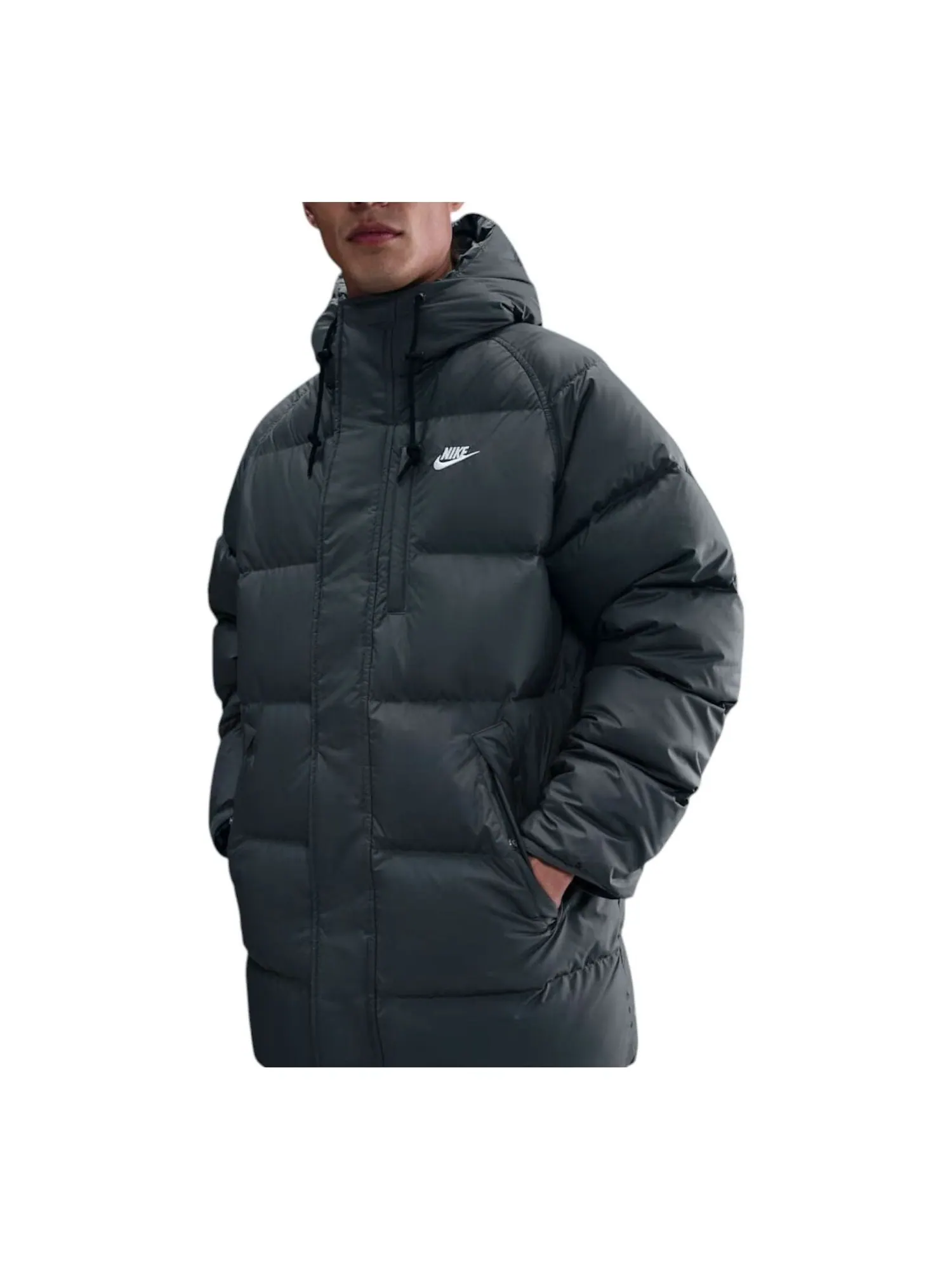 Худи Nike Sportswear Club Loose-Fit Therma-FIT Hoodie 'Iron Grey White' — изображение 1 из 2, серый