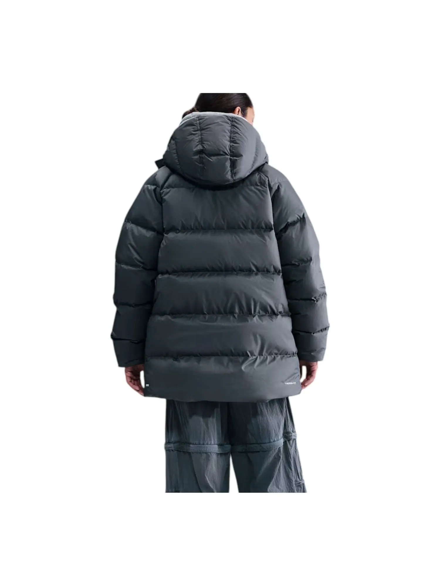 Худи Nike Sportswear Club Loose-Fit Therma-FIT Hoodie 'Iron Grey White' — изображение 2 из 2, серый