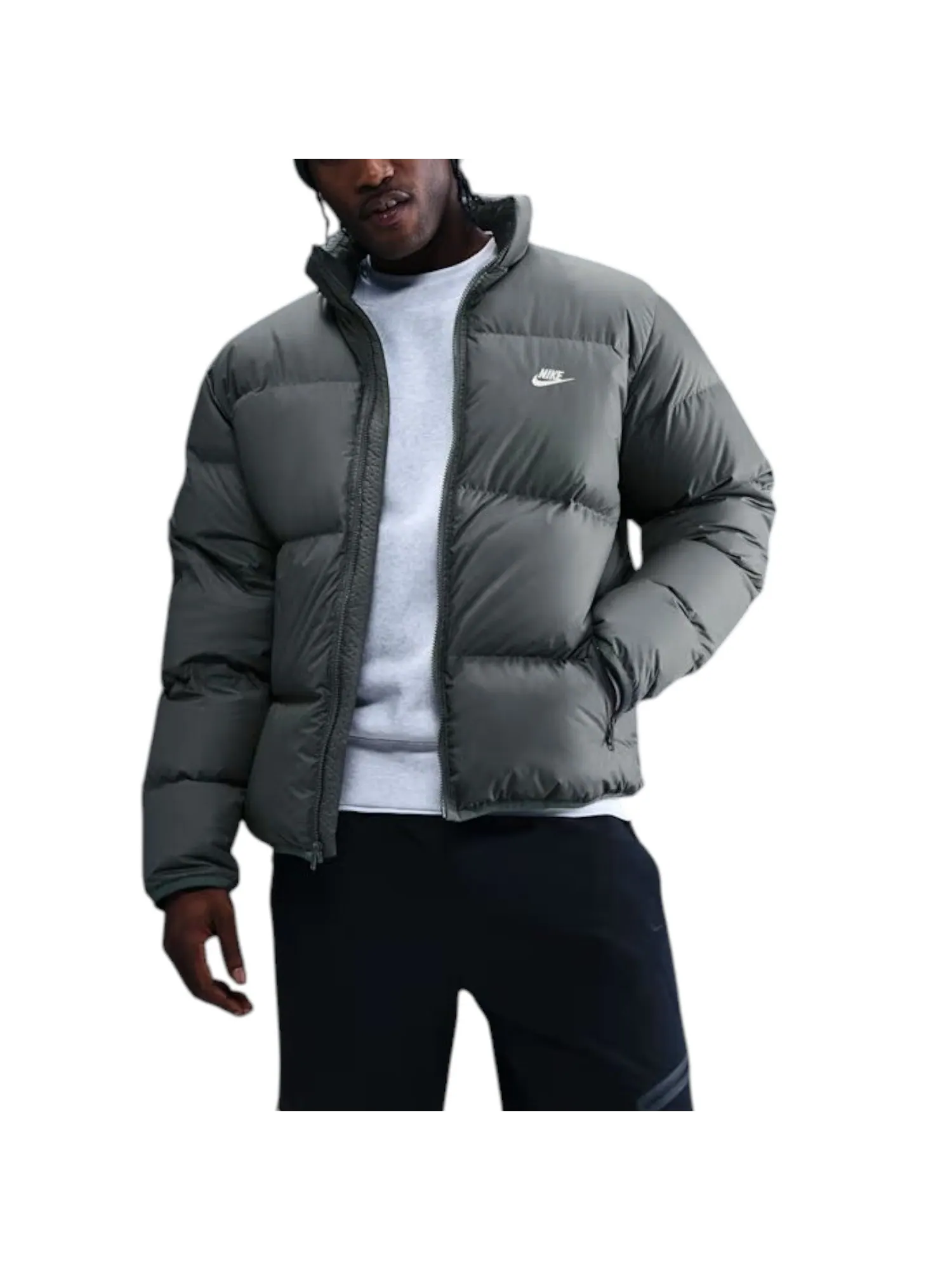 Куртка Nike Sportswear Club Therma-FIT Puffer Jacket 'Iron Grey White' — изображение 3 из 4, серый