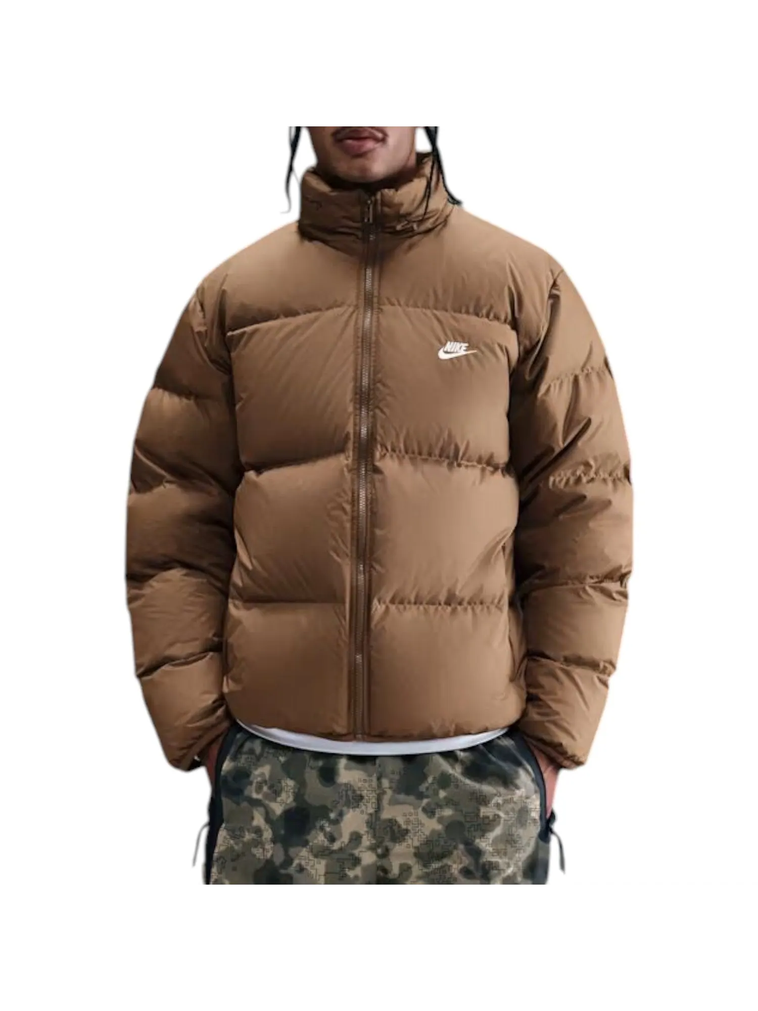Куртка Nike Sportswear Club Therma-FIT Puffer Jacket 'Mosswood Brown White' — изображение 3 из 4, коричневый