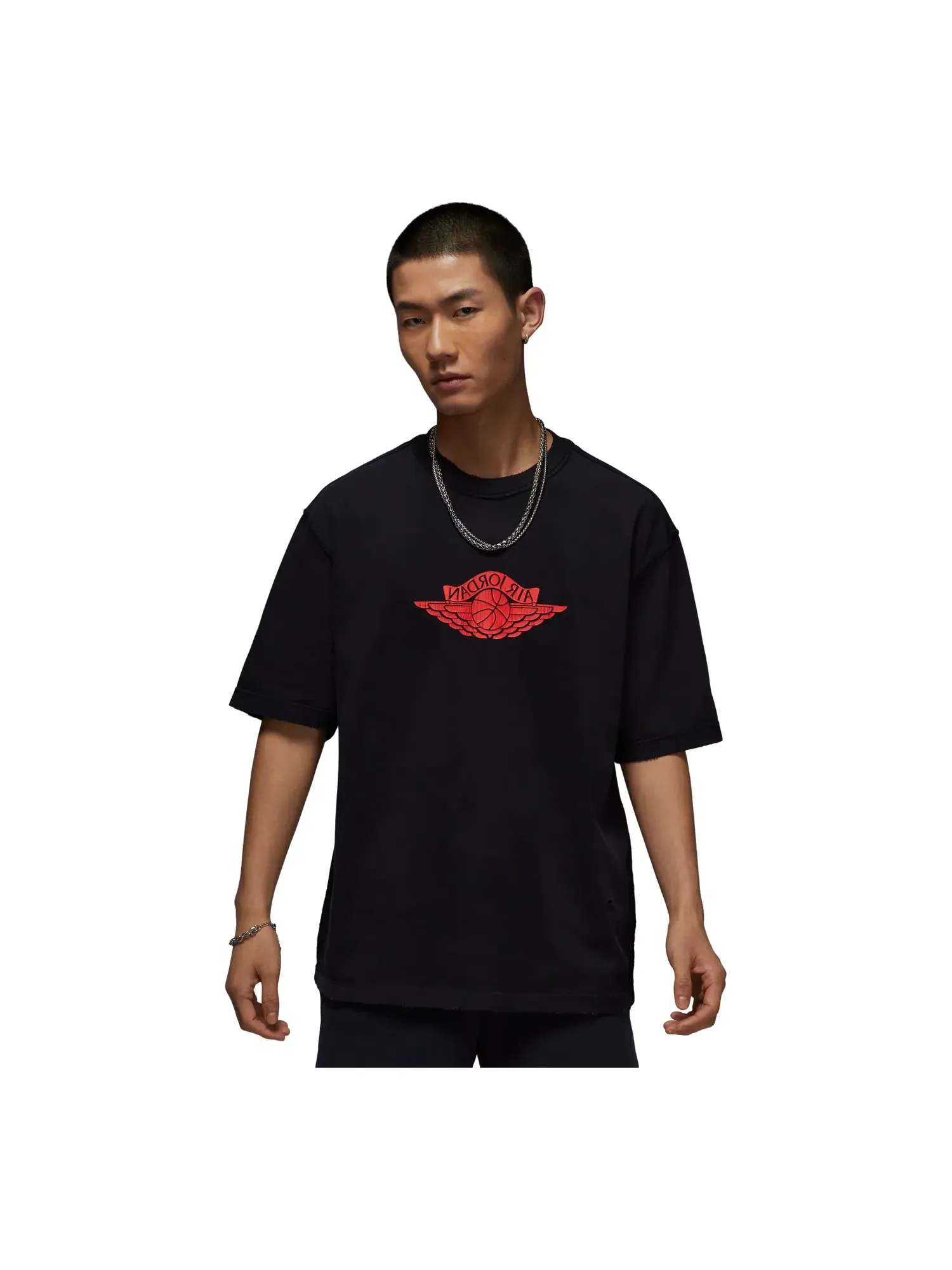 Футболка Jordan Air Wings Logo 'Black Red' IB3131-010 — изображение 1 из 4, черный