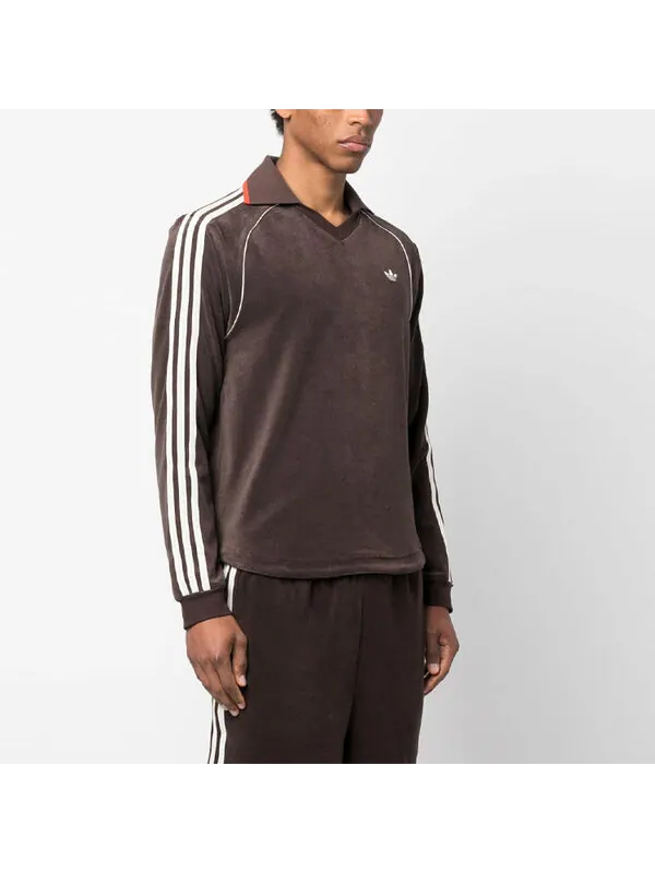Рубашка поло x wales bonner рубашка поло с длинным рукавом и полотенцем Adidas — изображение 4 из 4, коричневый