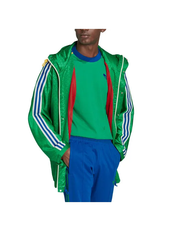 Куртка adidas originals Windbreaker Logo Printing Hooded Drawstring Sports Jacket 'Green' — изображение 2 из 4, зеленый